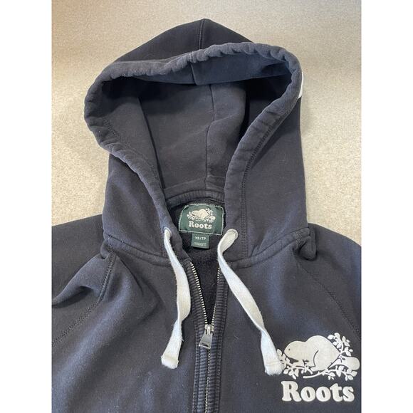 Roots is Canada Hoodie Jacket Men's XS Black Graphic Drawstring Full-Zip-Outdoor - Picture 10 of 12